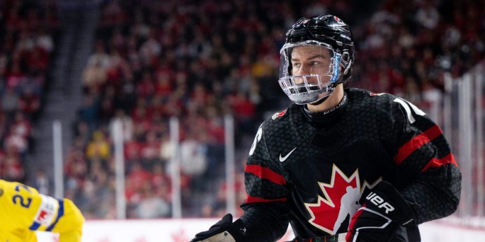 Connor Bedard Kanadan maajoukkueessa jääkiekon nuorten MM-kisoissa 2023